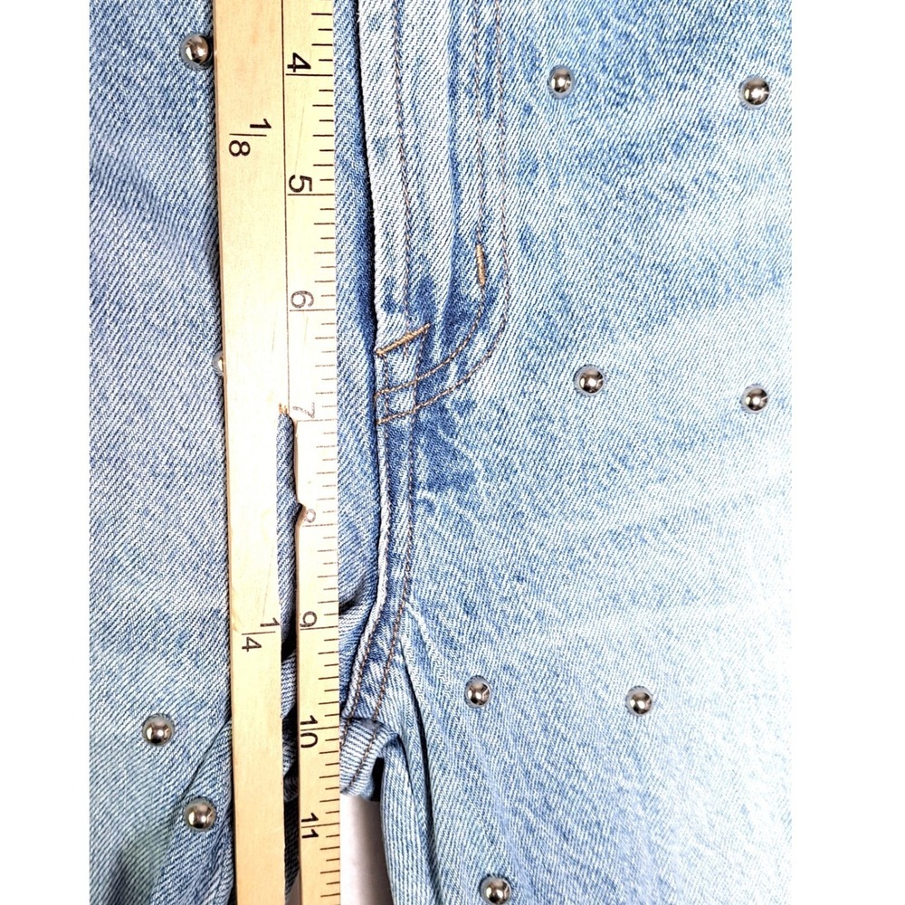 Pistola Aries Straight Leg Jeans Womens 27 Light Wash Silver Allover Stud Detail - Picture 12 of 13